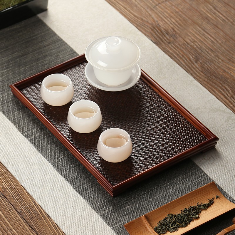 新品竹编茶具茶杯收纳架茶盘竹托盘实木小型家用日式干泡台长方形
