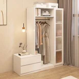 床头柜挂衣架一体落地卧室带抽屉多功能衣帽架柜子床边置物架靠墙