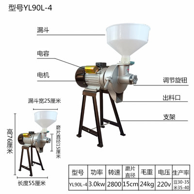 商用磨浆磨粉机乾湿两p用全自动米浆研磨粉黄豆两相电动石磨豆腐