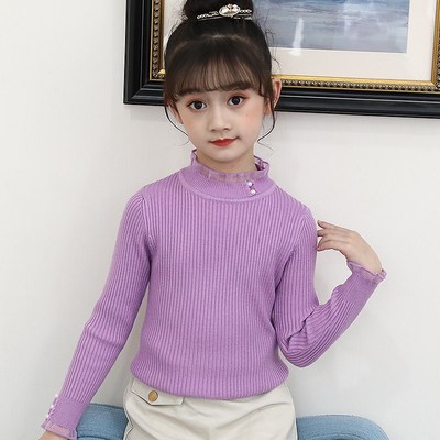 女童毛衣秋冬加厚2021年新款儿童舞蹈加绒打底衫大童黑色女孩洋气