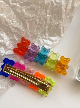 Rainbow bear Korean cute girl hairpin bangs clip broken hair
