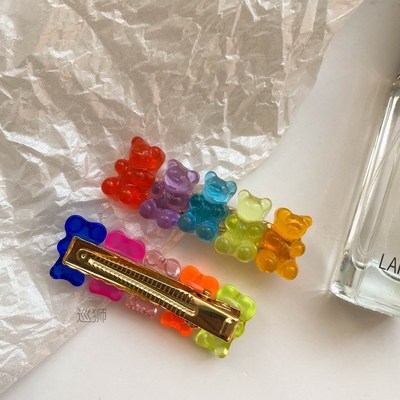 Rainbow bear Korean cute girl hairpin bangs clip broken hair