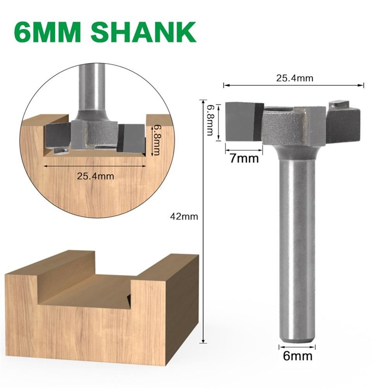 6mm Shank 1/4″shank 3 teeth T-Slot Router Bit Milling Strai 鲜花速递/花卉仿真/绿植园艺 花艺材料 原图主图