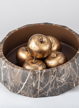 新品风新品石头纹理旋转果盘设计师家用树脂创意厨房糕点盘