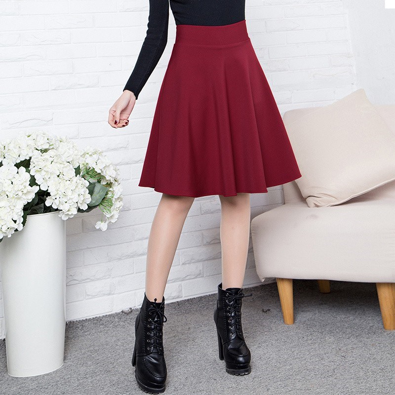 55CM到膝盖A字伞裙百褶裙中长款半身裙大码高腰跳舞蓬蓬口袋裙子