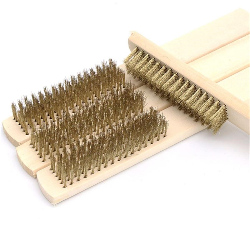 Row Wood Handle Wire Brush Copper Plated Brush Inner Polishi