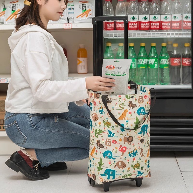 便携买菜手拉车可折叠拖轮包手提带轮买I菜袋多功能超市环保小拉