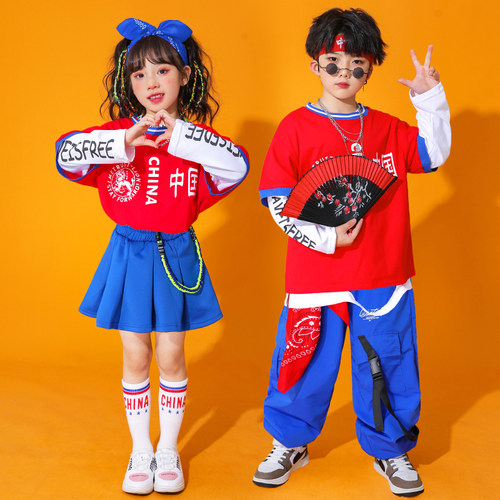 工厂销儿童中国风演出服啦啦队服装小学生运动会S开幕式班服合唱