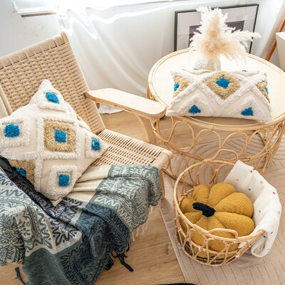 摩洛哥簇绒客厅沙发抱枕套45x45民宿靠垫酒店床头装饰靠背垫方枕