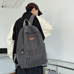 帆布书包男生初中生高中生男款有暗层双肩包男士大学生休闲背包男