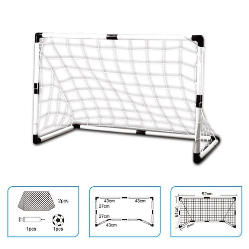 2Pcs Mini Football Soccer  Goal Folding Post Net + Pump Kids