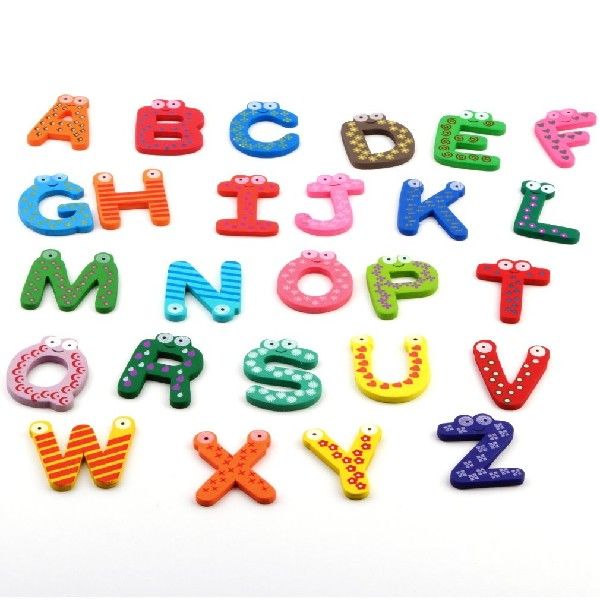 速发26pcs/set Wooden Cartoon Alphabet A-Z Magnets Child