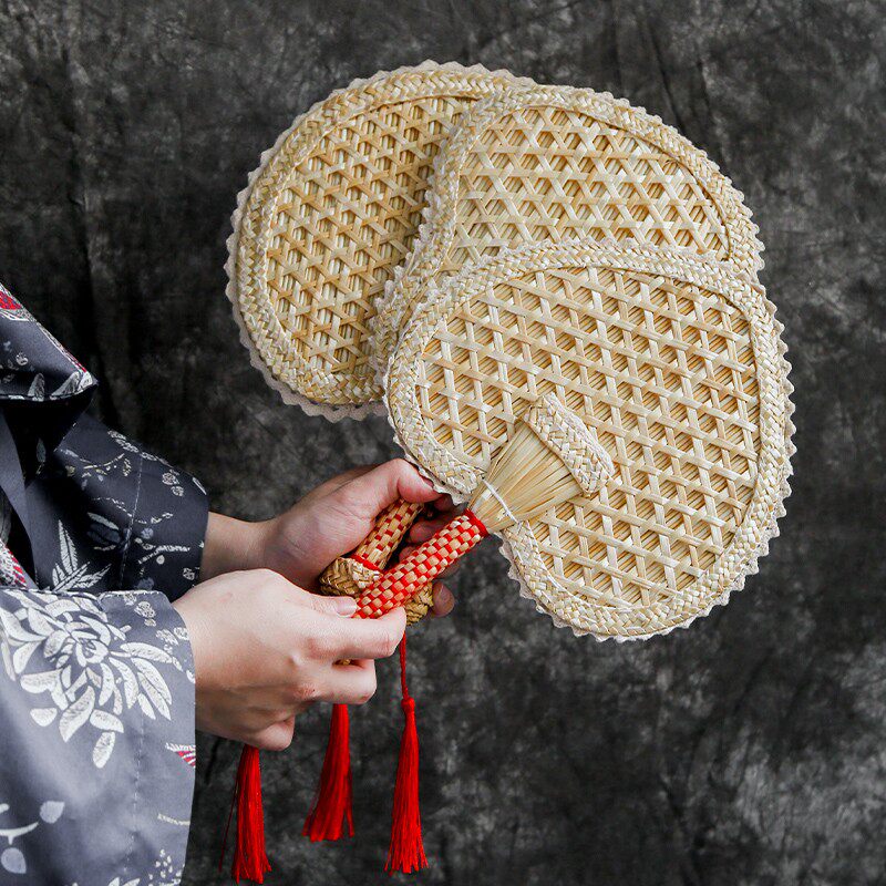 外婆家的纳凉扇老式手工编织蒲扇大小麦秸扇子夏季古风婴儿驱蚊扇