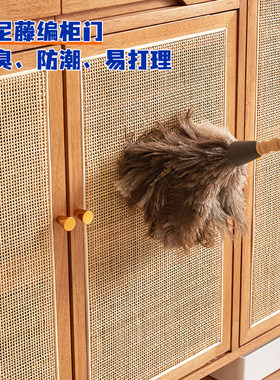 北欧实木藤编鞋柜门口日式客厅A置物储物柜隔断家用入户玄关柜窄