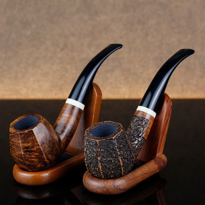 Classic Bent Briar Smoking Pipe Free Tools Gift Set 9mm Filt