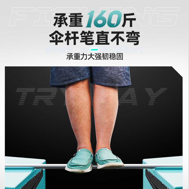 现货创威钓鱼伞双层大钓伞加厚黑胶防晒遮阳伞万向折叠加固垂钓防
