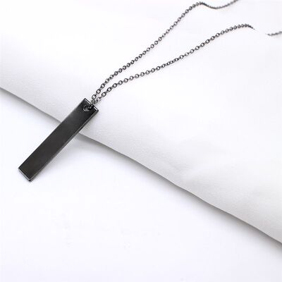 网红New Black Rectangle Pendant Necklace Men ndy Simple Stai