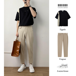 时尚 休闲套装 两件套半袖 短袖 裤 新款 上衣西装 子 t恤男黑色体恤夏季