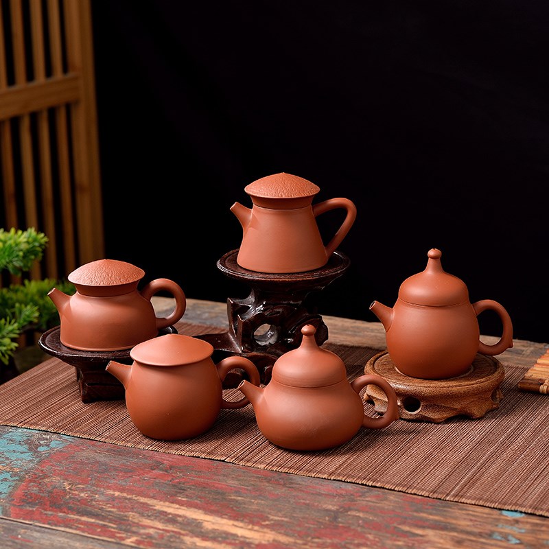 现货潮州手拉朱泥壶泡茶冲茶器z福记纯手工紫砂茶壶家用功夫茶具