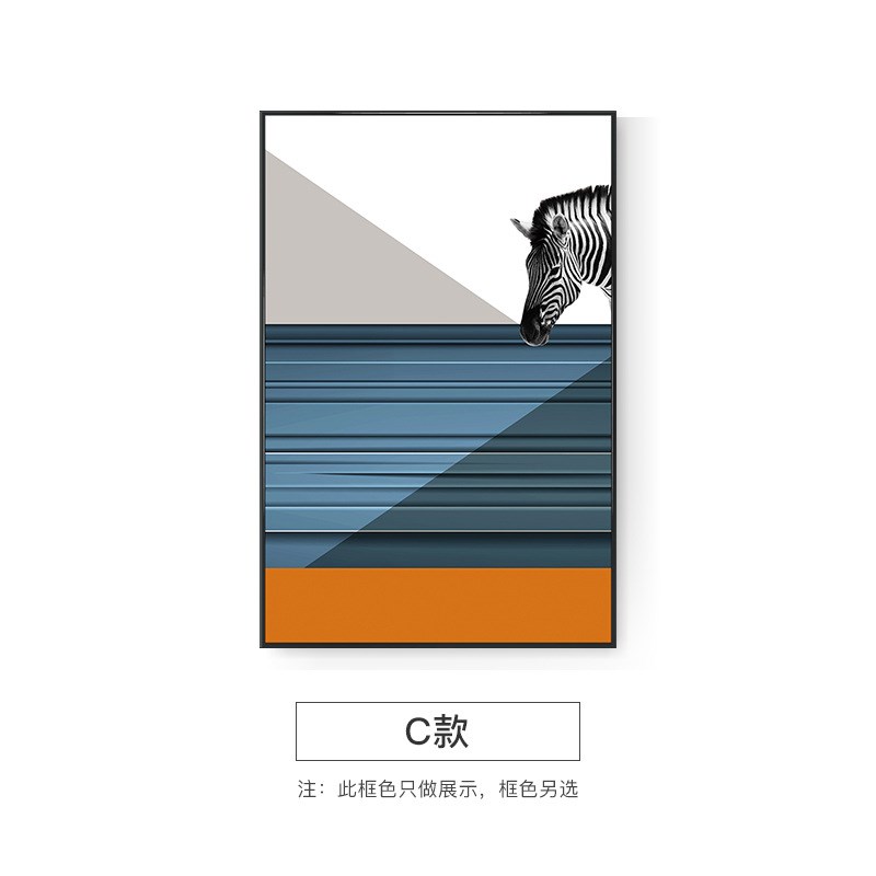 现代简约装饰画几何抽象橙色马客厅沙发背景墙三联画马玄关墙壁画图片