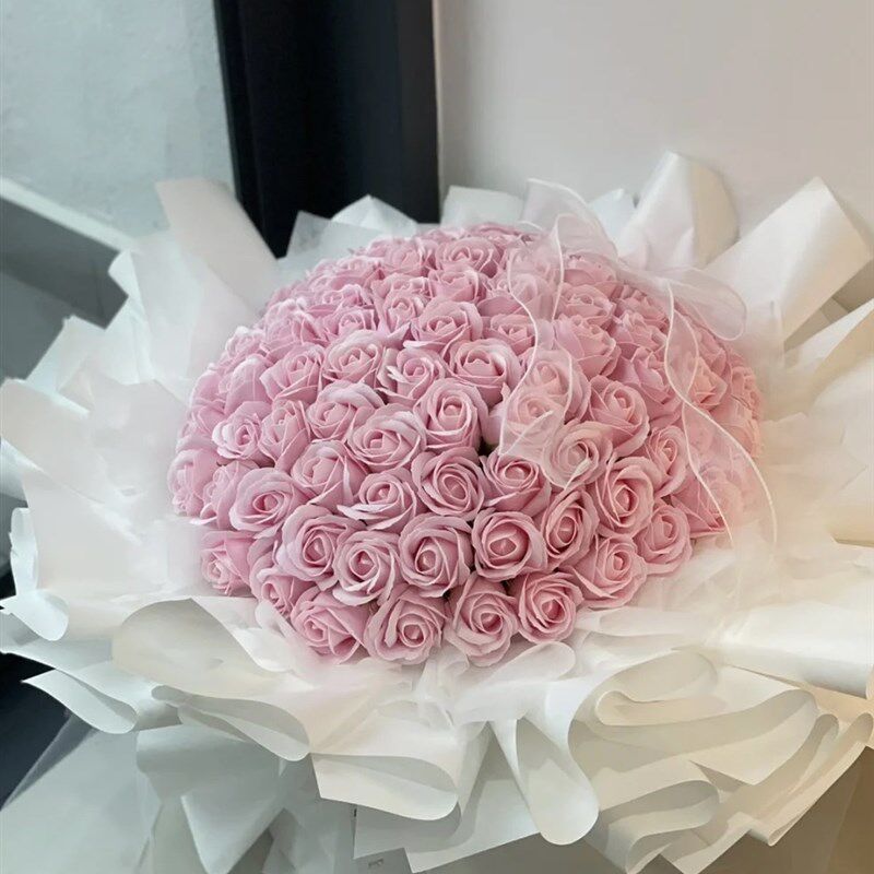 99朵红粉白玫瑰花束永生仿真永b生香皂花成品情人节送女友节日礼