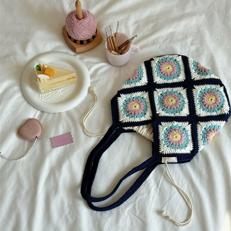 十月的花片祖母格单肩包自制毛线包包钩针复古女生diy编织材料包,服饰配件/皮带/帽子/围巾,DIY编织材料包,淘宝优惠券,粉丝福利购,淘宝优惠卷