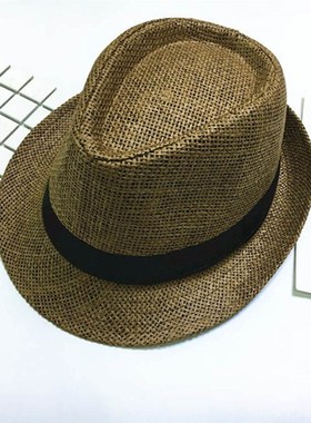 Children Sunhat Kids Summer Beach Straw Hat Jazz Panama Tril