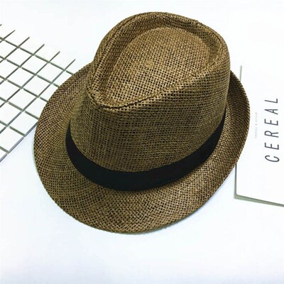 Children Sunhat Kids Summer Beach Straw Hat Jazz Panama Tril