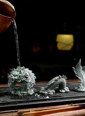 新品青砂石龙f摆件微景观假山小鱼缸盆景造景家居装饰品中国龙创