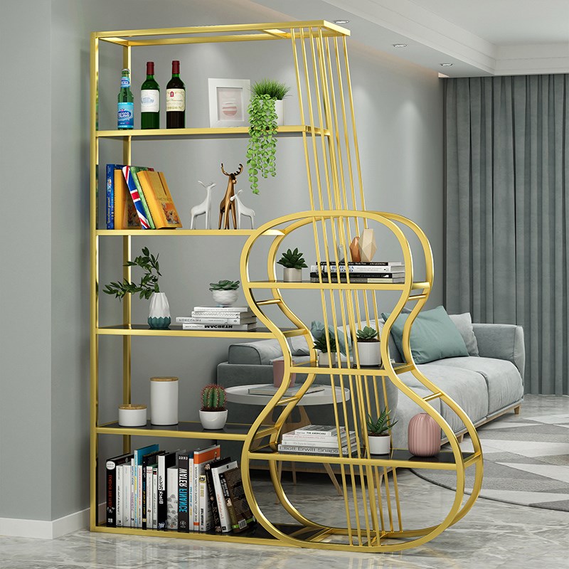 北欧铁艺隔断简约书架置物架客厅装饰架玄关展示架办公室屏风落地
