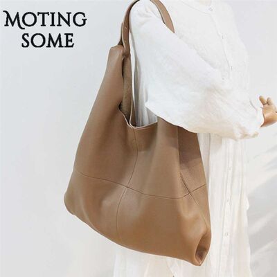 网红Cowhide Genuine Leather Women Tote Bag Casual Tote Large