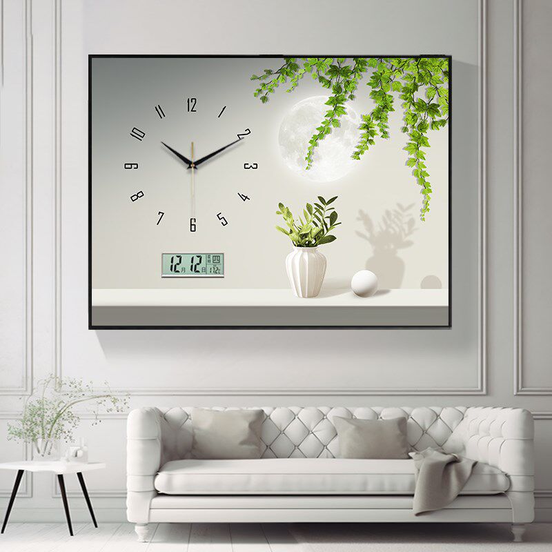 绿植简约电表箱装饰画挂钟  免打孔遮挡配电箱钟开关箱客厅时钟画,家居饰品,现代装饰画,淘宝优惠券,粉丝福利购,淘宝优惠卷