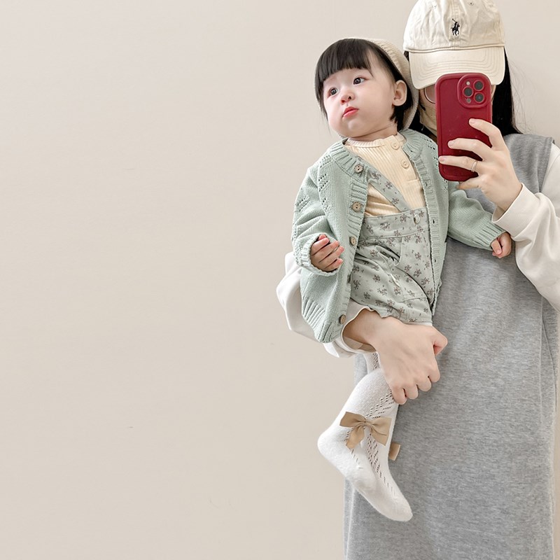 现货婴儿春季洋气套装春秋款开衫外套女H宝宝春装上衣碎花爬服三