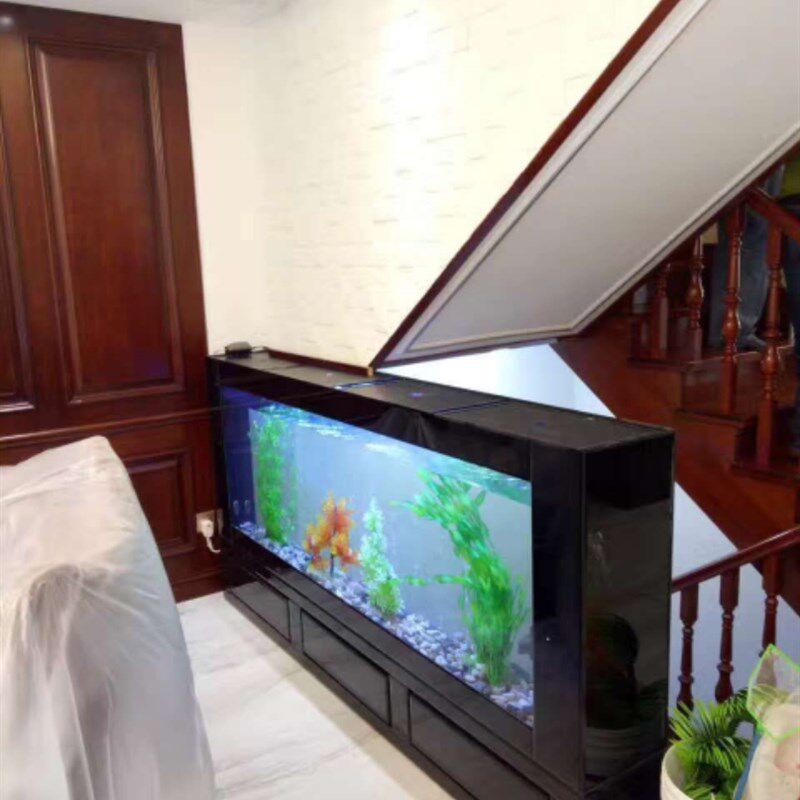 定做玄关隔断镶嵌入式生态鱼缸餐边柜台式水族箱玻璃客厅酒柜鱼缸