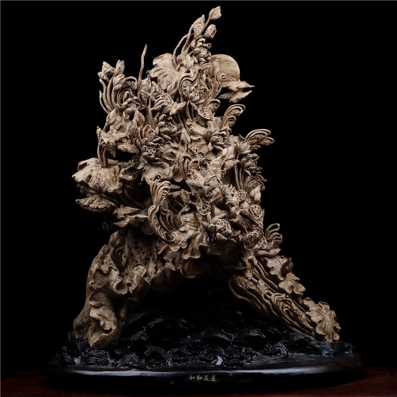 沉香木雕九龙千手观音文殊普贤菩萨五路财神玄天上帝雕刻原木现货