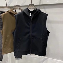 2023秋季新款男士简约百搭纯色无袖连帽马甲夹克韩版宽松休闲上衣