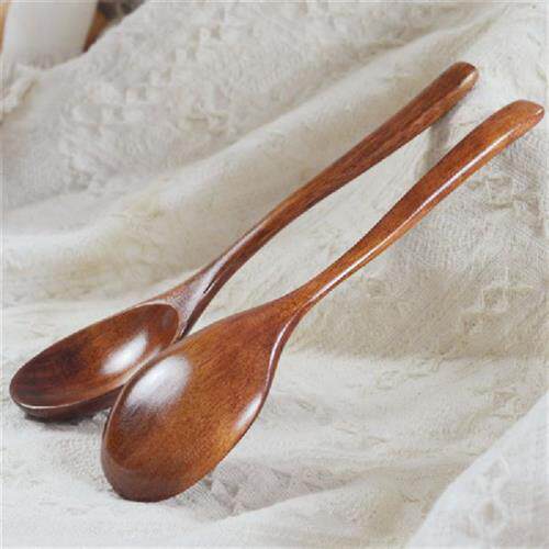 热销24CM Large Wooden Rice Spoon Long Handle Spoon Soup Spoo