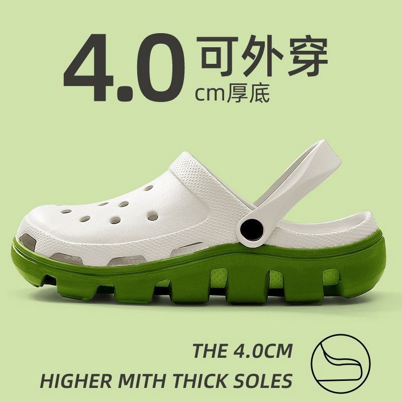 踩屎感洞洞鞋男夏季新款外穿时尚防滑厚底沙滩耐T磨情侣经典包头