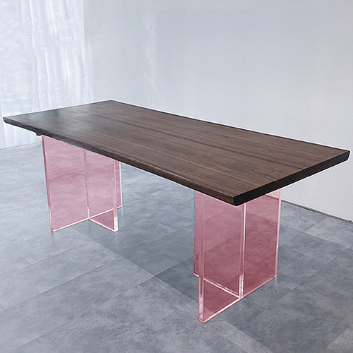 透明亚克力桌腿定制加工厚板抛光定做有机玻璃塑料餐桌茶几桌脚