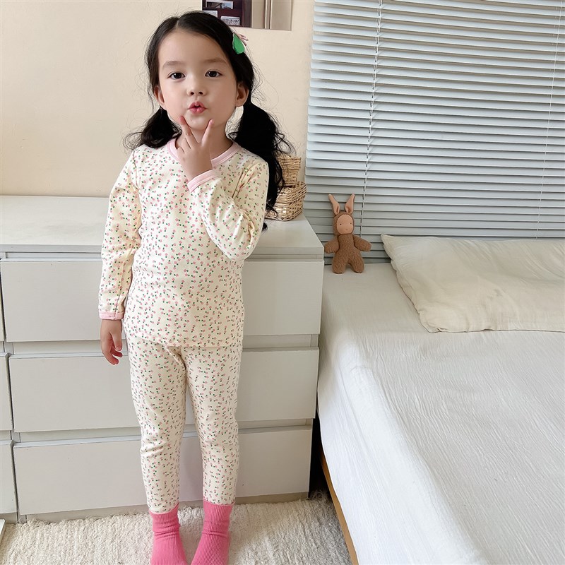 女童家居服纯棉秋冬儿童睡衣加厚全棉女宝宝保暖内衣秋衣秋裤套装
