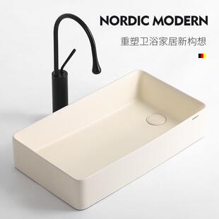 奶白色陶瓷洗衣机阳台侧排水洗手盆家用左右侧下水台上盆盆洗新品