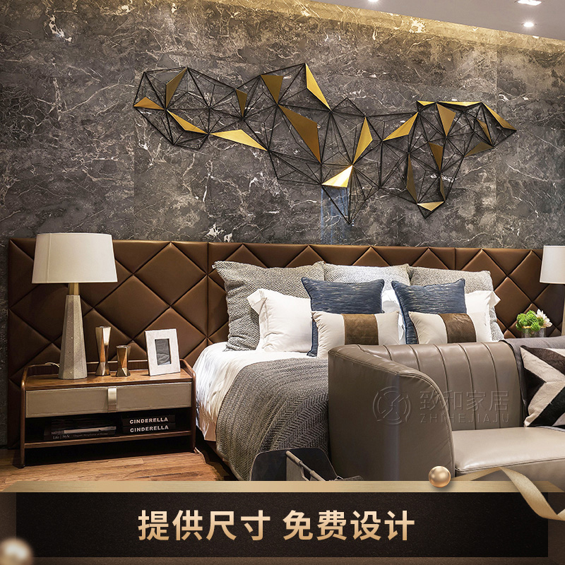 酒店宾馆床头软包床靠背景墙自粘 现代简约卧室背U景墙面软包定制