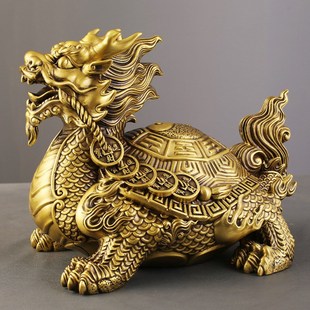 龙龟黄铜家居客厅装 饰品摆件工艺品办公室全铜龟摆饰开业送礼招财