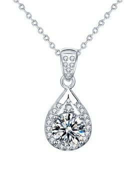 莫桑石925純銀项链饰品女百搭高级感水滴吊坠母T亲节礼物跨境新品