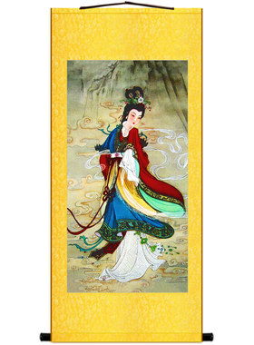 古画版碧b霞元君圣像图 三霄娘娘众像画像 绢布卷轴挂画装饰画定