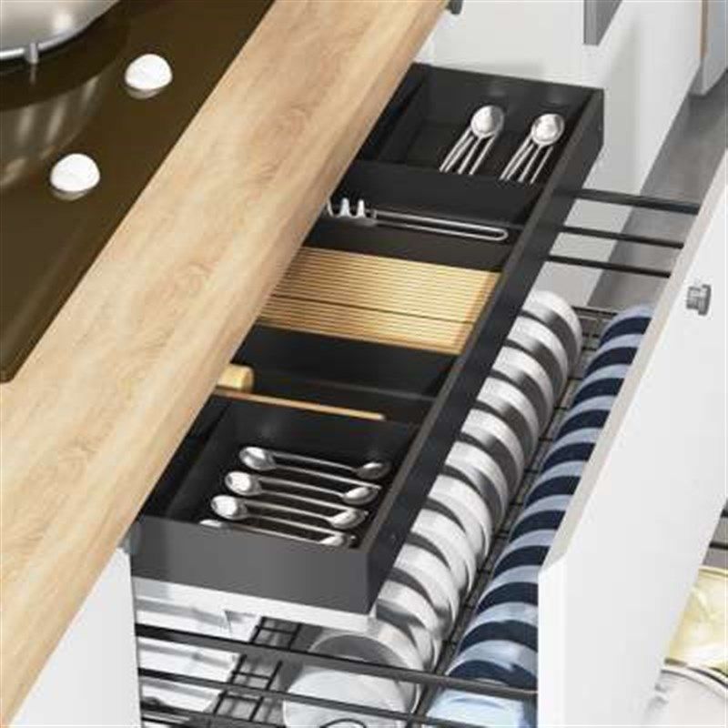 米司库厨房橱柜工具拉篮烘焙调味拉篮抽屉式分类格收纳可拆卸隔断