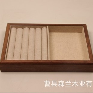 d胡桃木首饰托盘珠宝戒指项链陈列展示盘木质首饰盒 小红书同款