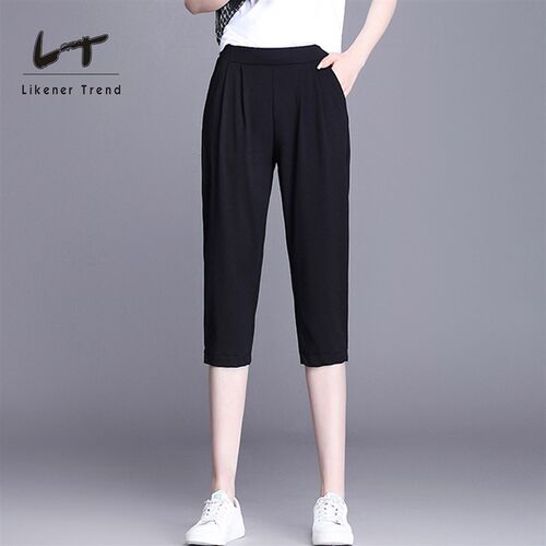LT哈伦裤c女2021新款夏季薄款宽松裤子女冰丝休闲大码百搭七分裤