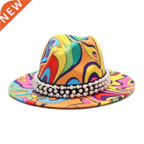 热销newbulk price fedora hat for women Tie dyed hat 3d paint