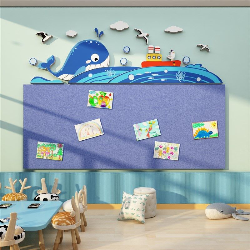幼儿园环创主题墙成品布置海洋风墙面装饰毛毡板文化墙贴画公告栏,家居饰品,文化墙贴,淘宝优惠券,粉丝福利购,淘宝优惠卷